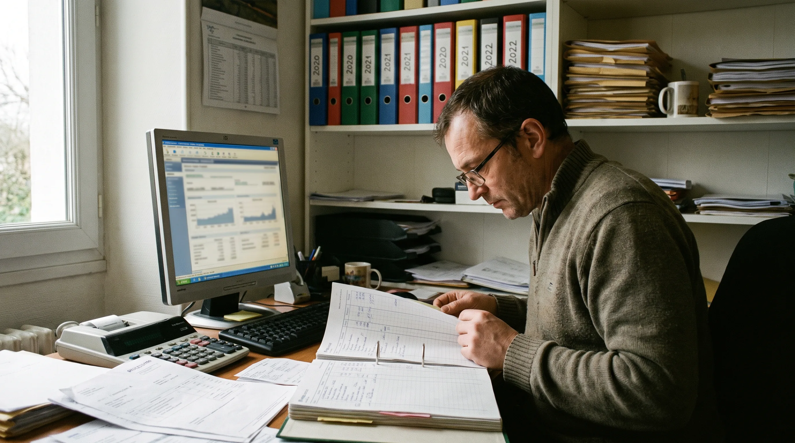 Comptable au travail dans un bureau