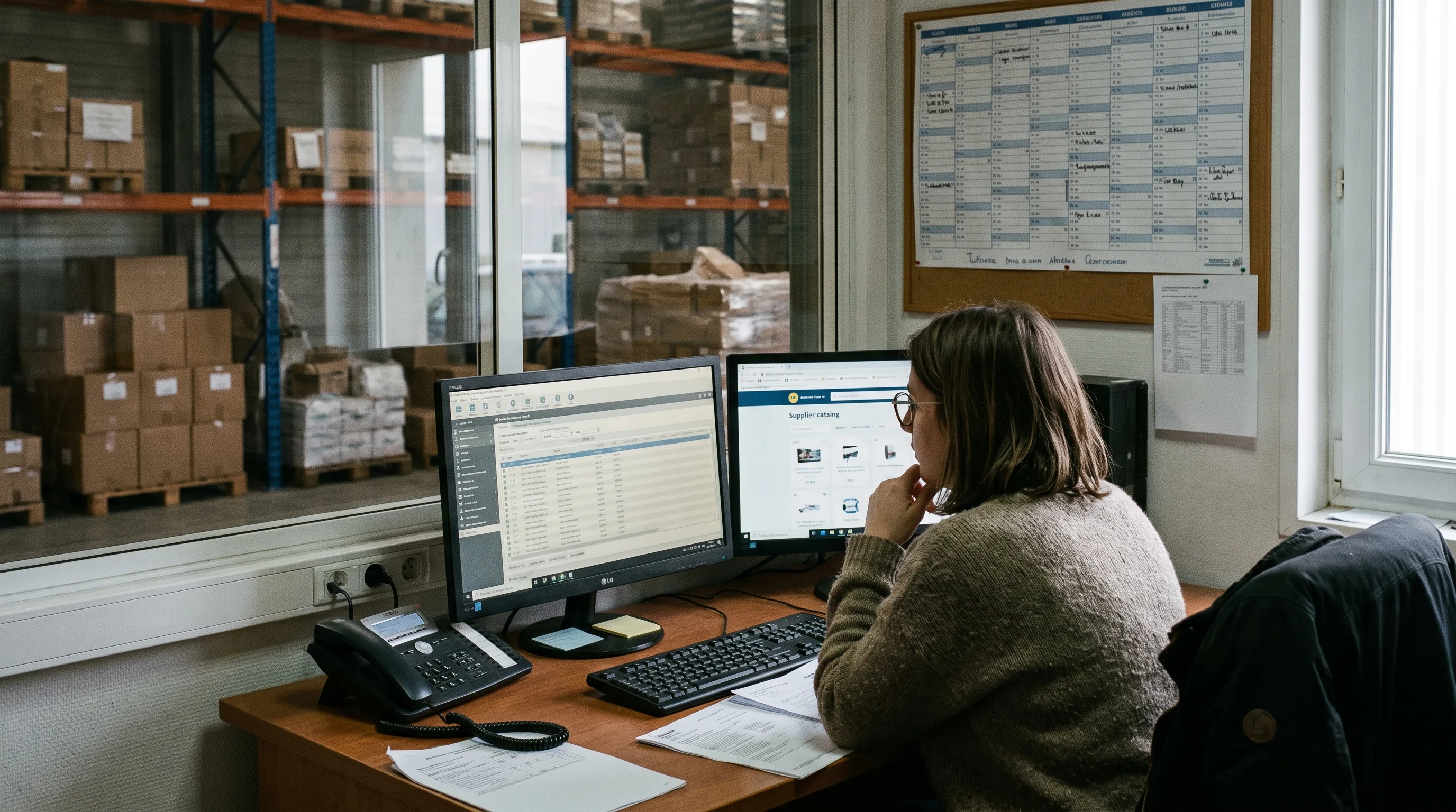 Poste de gestion commerciale dans un entrepôt